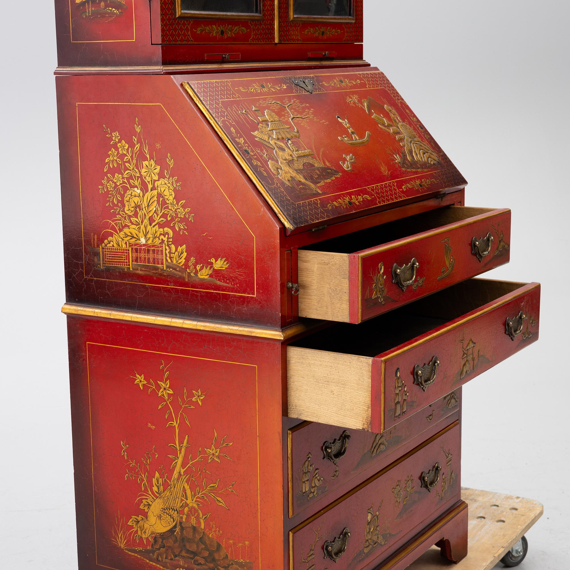 Writing cabinet, chinoiserie style, 20th century.