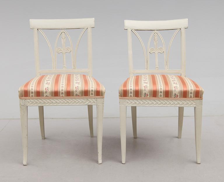 STOLAR, 2 st, en märkt PASL, Pehr Andersson, Lindome, 1759-1808.