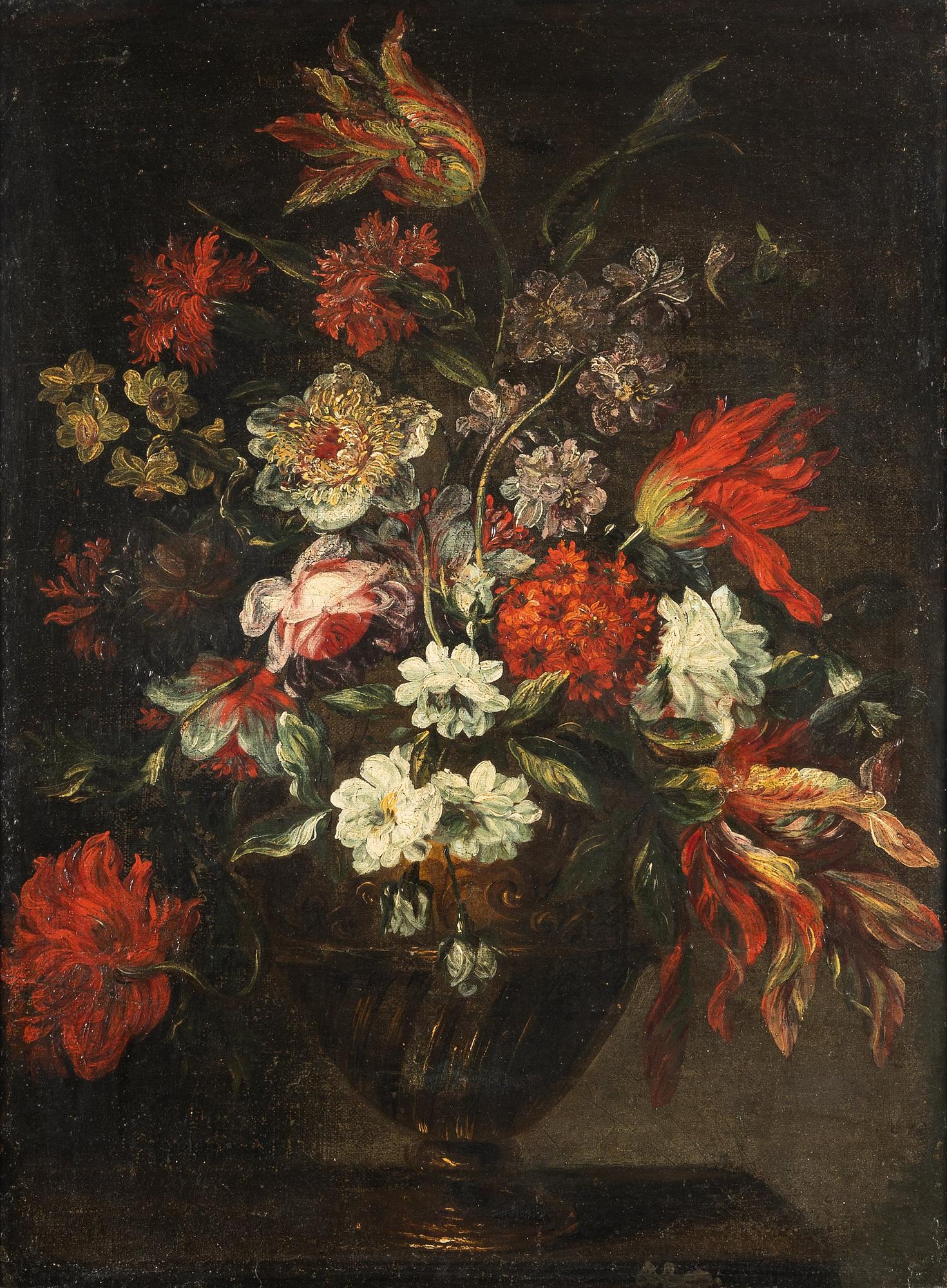 Jean-Baptiste Monnoyer Attributed to, Still life with flower in an urn.