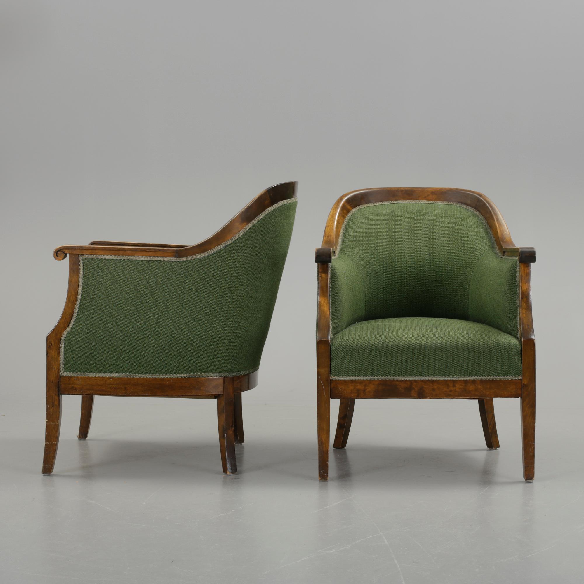 FÅTÖLJER, ett par, art deco, 1900-talets första hälft.