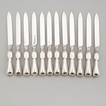 FRUKTKNIVAR, 12 st, silver, GAB, Stockholm 1896. Vikt ca 366 gram.