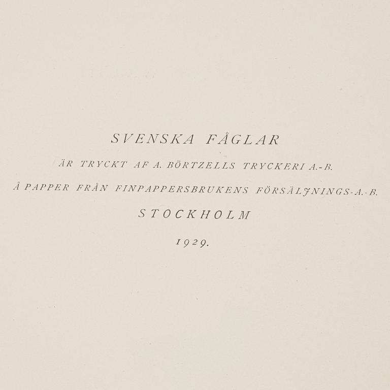 Bröderna von Wright, bokverk, 3 band, "Svenska fåglar", A. Börtzells tryckeri AB, Stockholm, 1924-1929.
