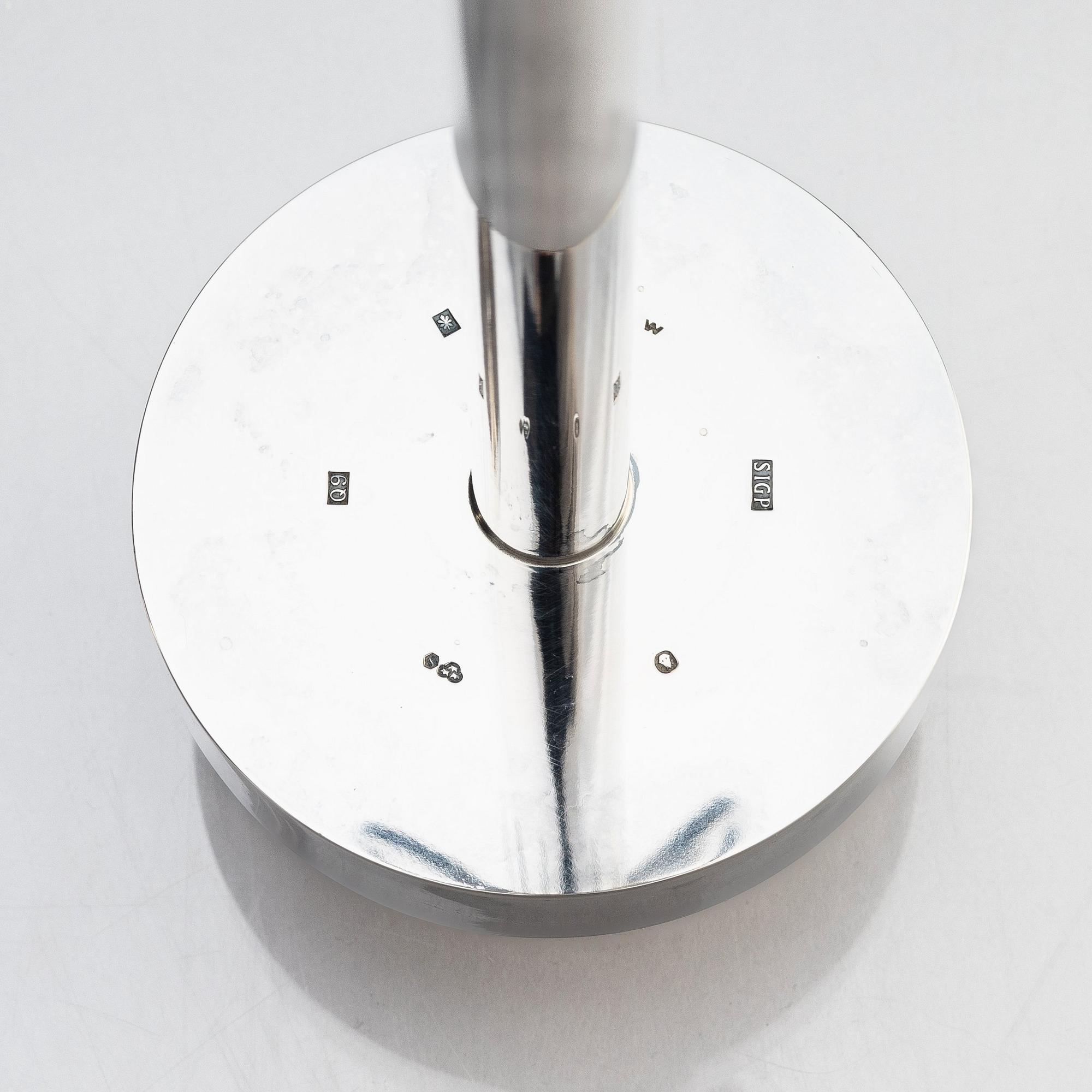 Sigurd Persson, a pair of Swedish silver candlesticks, Stockholm 1966, silversmith Johann Wist.