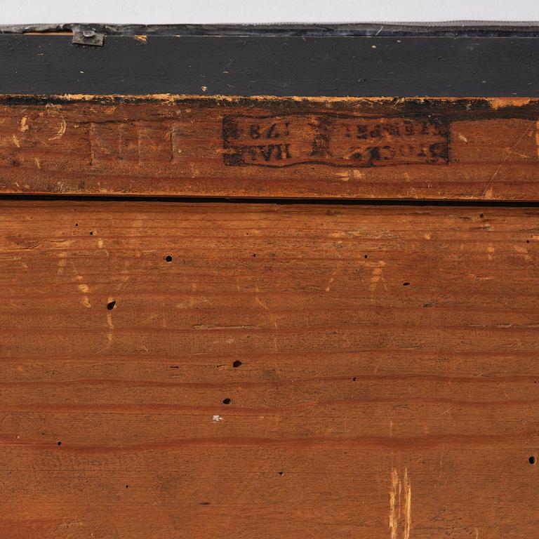 A pair of Gustavian engraved glass one-branch girandole mirrors by N. Meunier (master in Stockholm 1754-97).