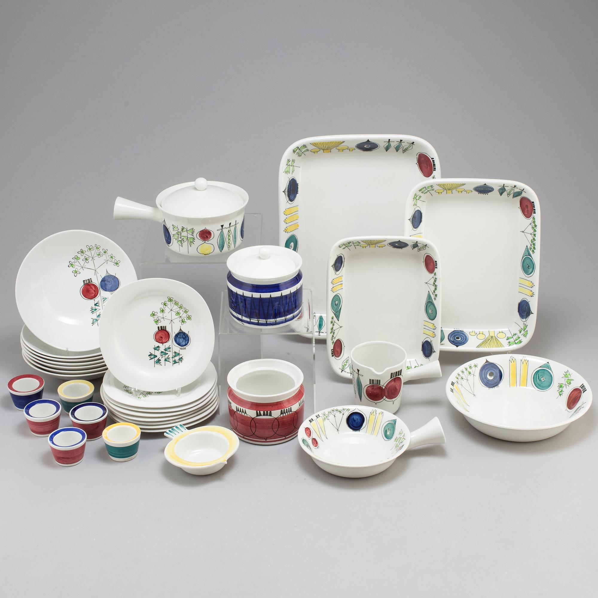 A Marianne Westman earthenware 'Picknick' and 'Pomona' part dinner service, for Rörstrand.