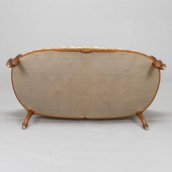 Soffa och fåtöljer, ett par, omkring 1900.