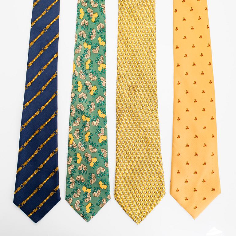 Hermès, four silk ties.