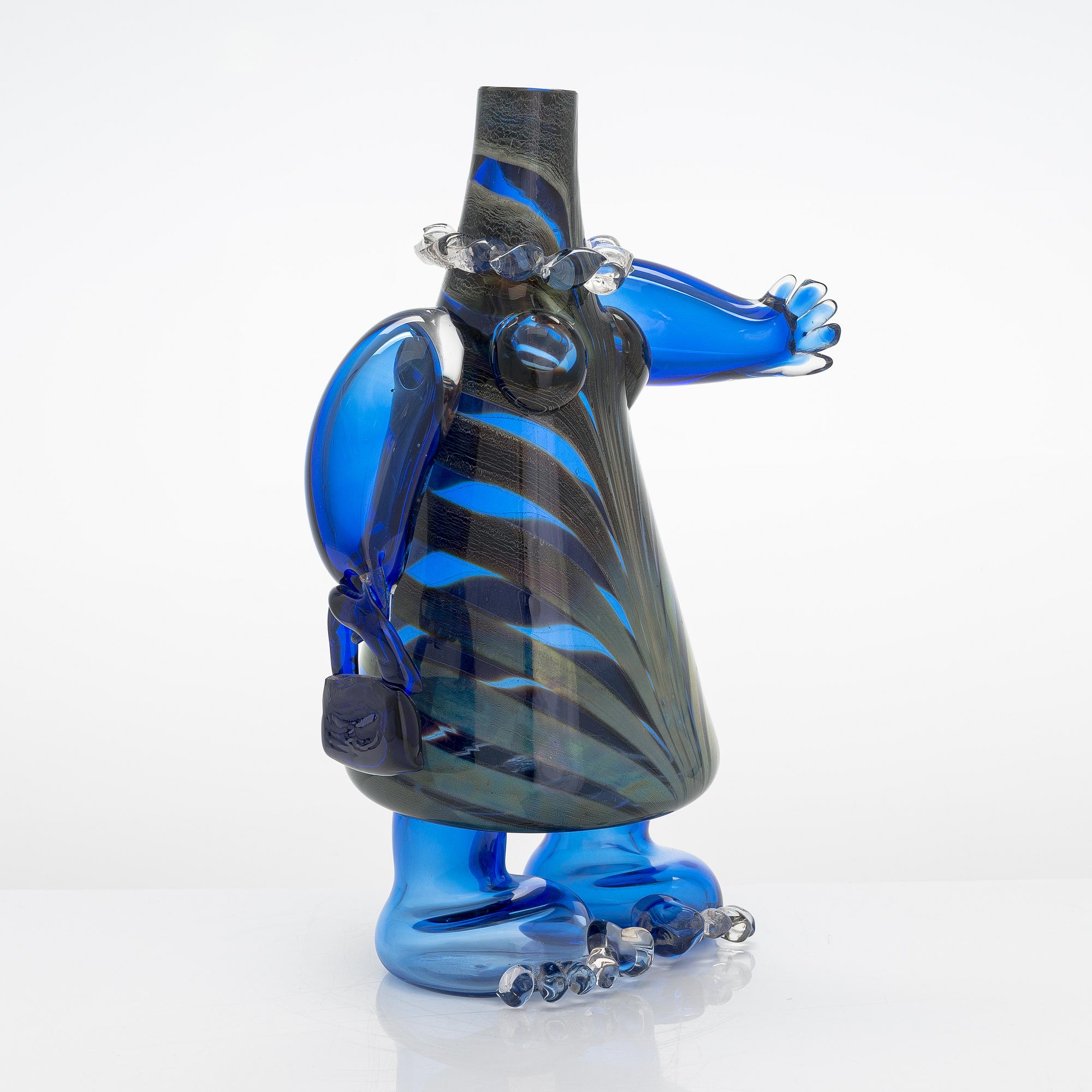 Björn Weckström, glasskulptur/ vas, signerad Björn Weckström Nuutajärvi Notsjö. 1970-tal.