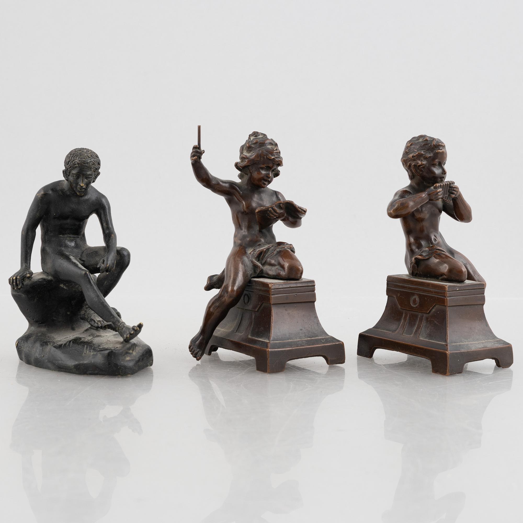 Three bronze miniature sculptures, 20th century.
