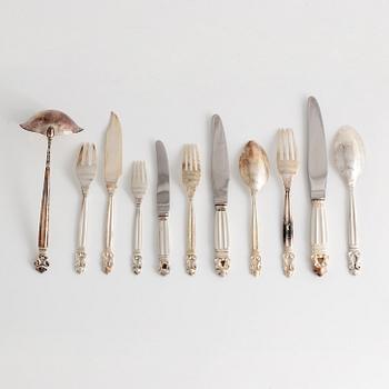 Johan Rodhe, cutlery set, 120 pieces, sterling silver, "Konge/Acorn", Georg Jensen, Denmark.