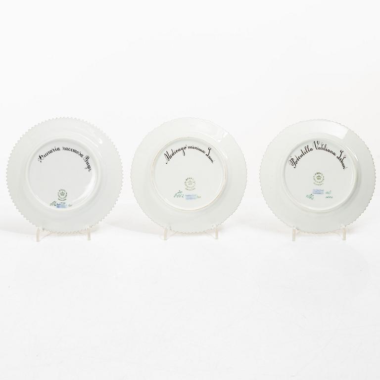 Royal Copenhagen, nine fruit plates, 'Flora Danica', Denmark.