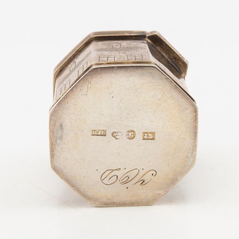 Scent box, silver, Oscar Julius Björkman, Karlskrona, 1878.