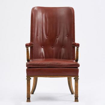 Axel Einar Hjorth, a "Caesar" stained birch and leather armchair, Nordiska Kompaniet, Sweden, 1929.
