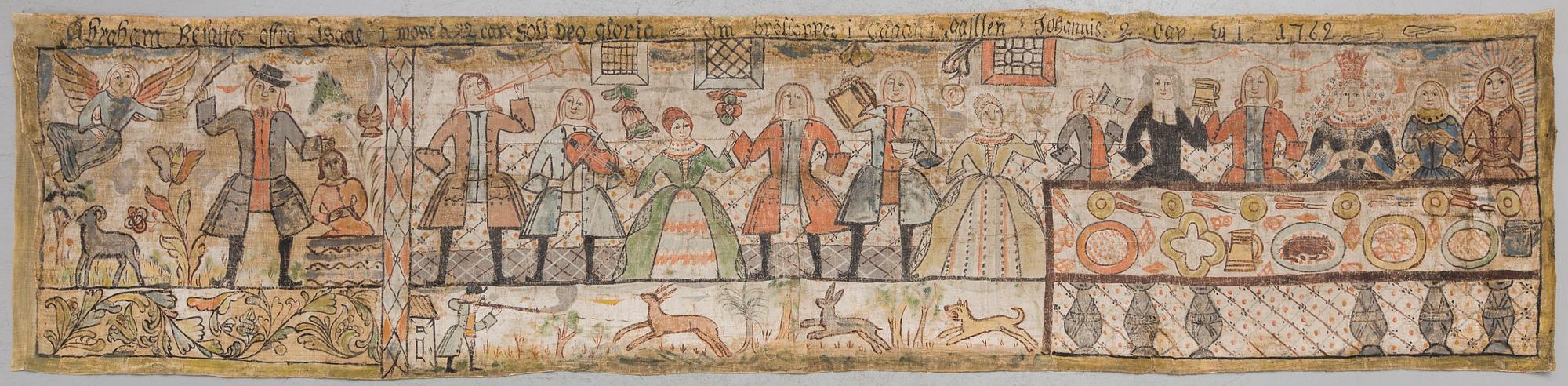 A FOLK ART WALL PAINTING FROM 1762. Sweden.