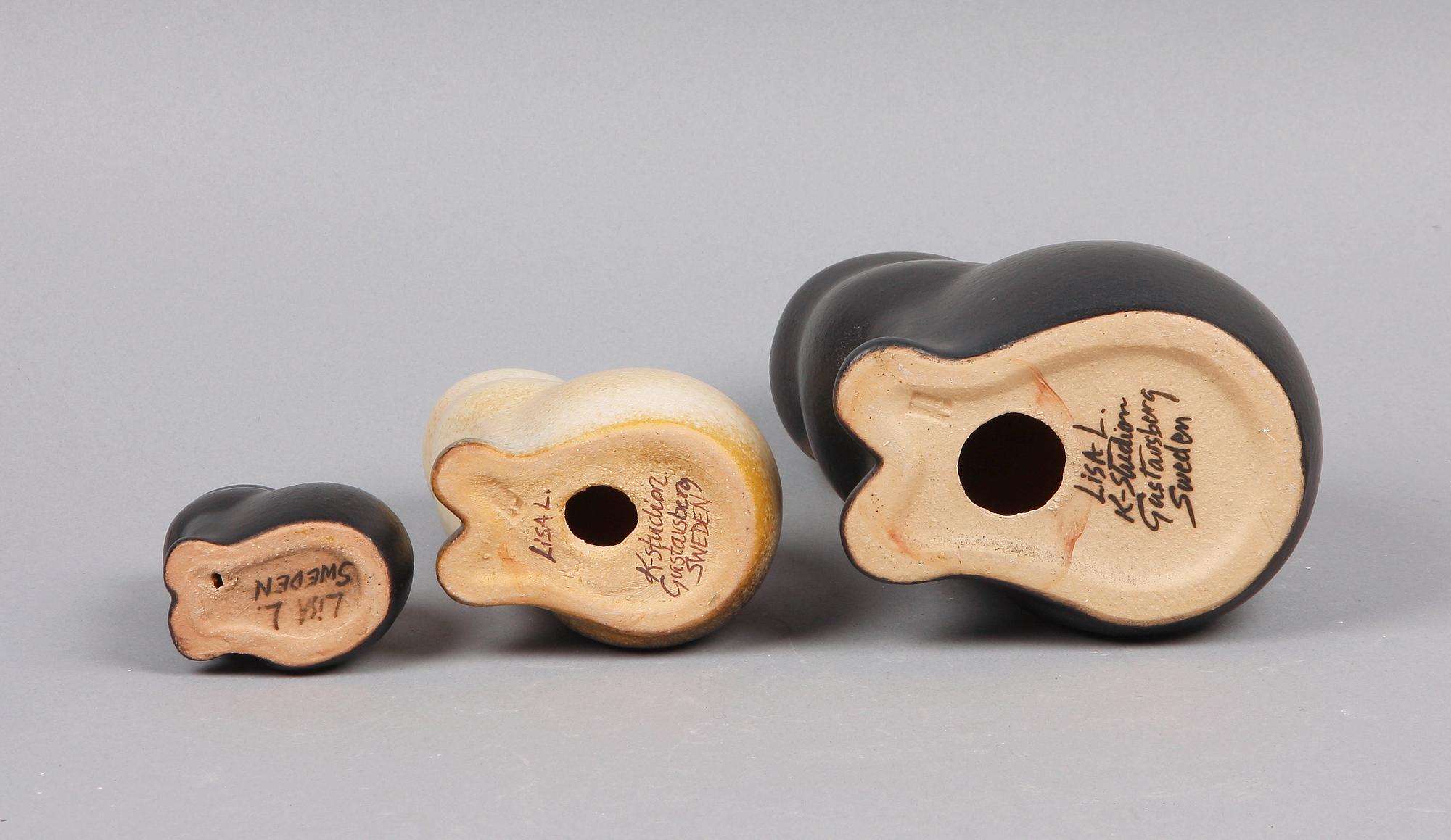 FIGURINER, 3 st, stengods, Lisa Larson, Gustavsberg.