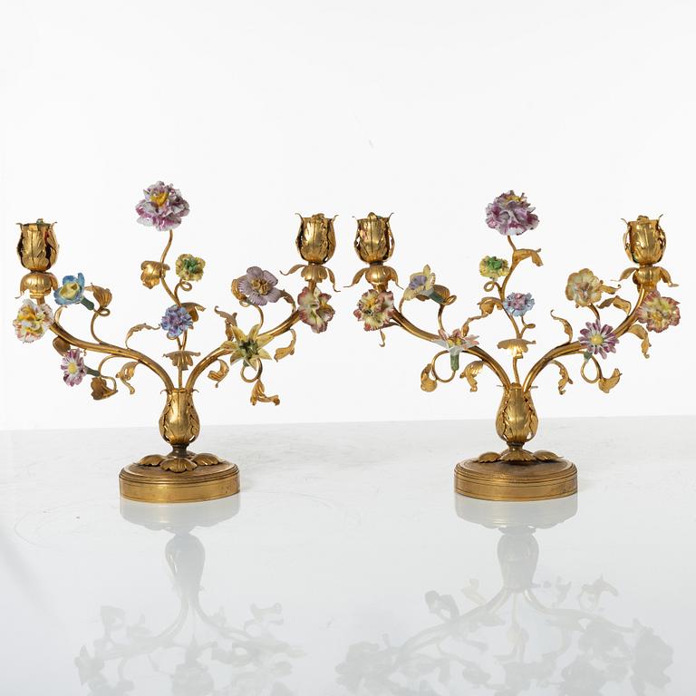 A pair of candelabras,  early 20th century.
