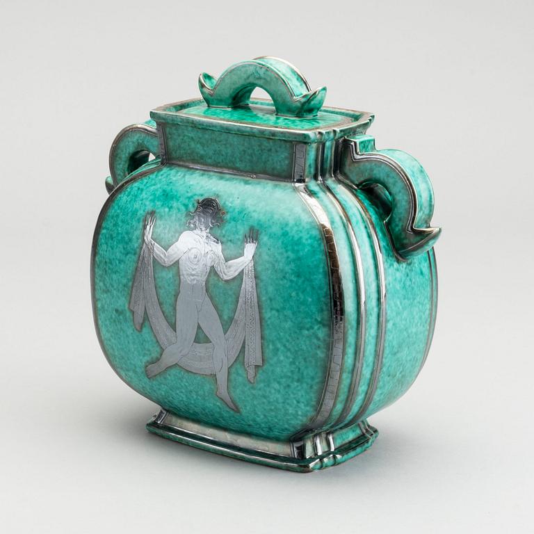 WILHELM KÅGE, URNA med LOCK, stengods, "Argenta", Gustavsberg, 1937.