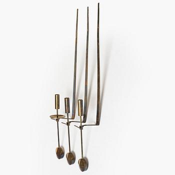 Pierre Forssell, three brass wall sconces, 'Pendeln', Skultuna, Sweden.