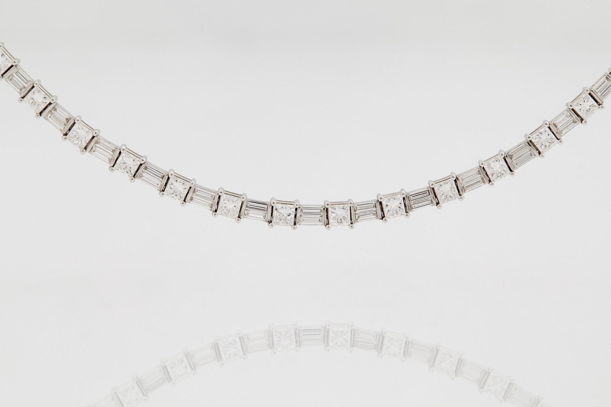 A NECKLACE set with princess- and baguette-cut diamonds.
