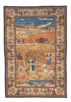 299. A rug, a semi-antique Kashan figural, ca 202-203,5 x 137-141,5 cm.