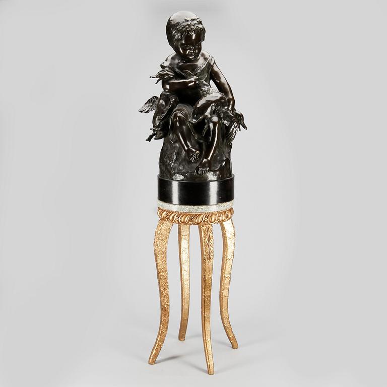 SKULPTUR, patinerad brons, okänd konstnär, signerad och daterad 1906.