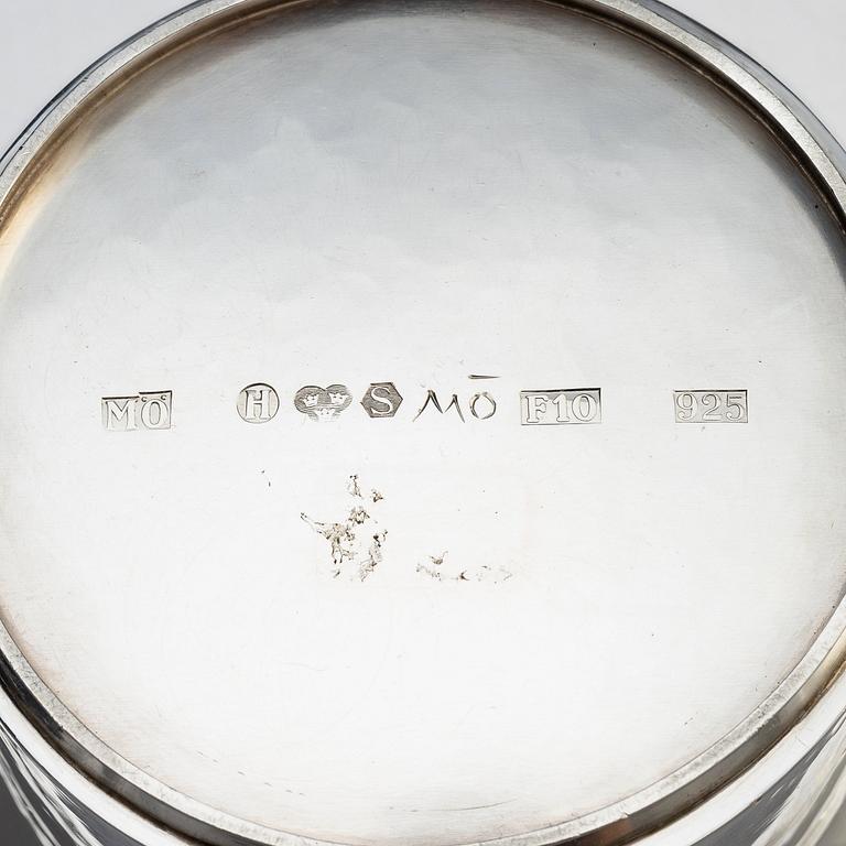 Martin Öhman, burk med lock, sterling silver och ametist, Halmstad 1980.