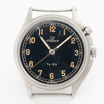 Lemania, Tg 195, "Three Crowns", chronograph, wristwatch, 40 mm.