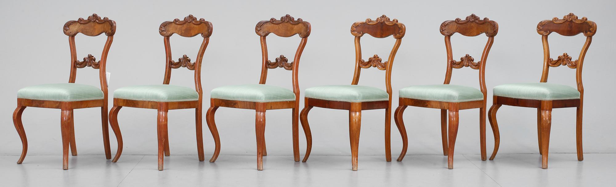 STOLAR, 6 st, senempire/nyrokoko, 1800-talets mitt.