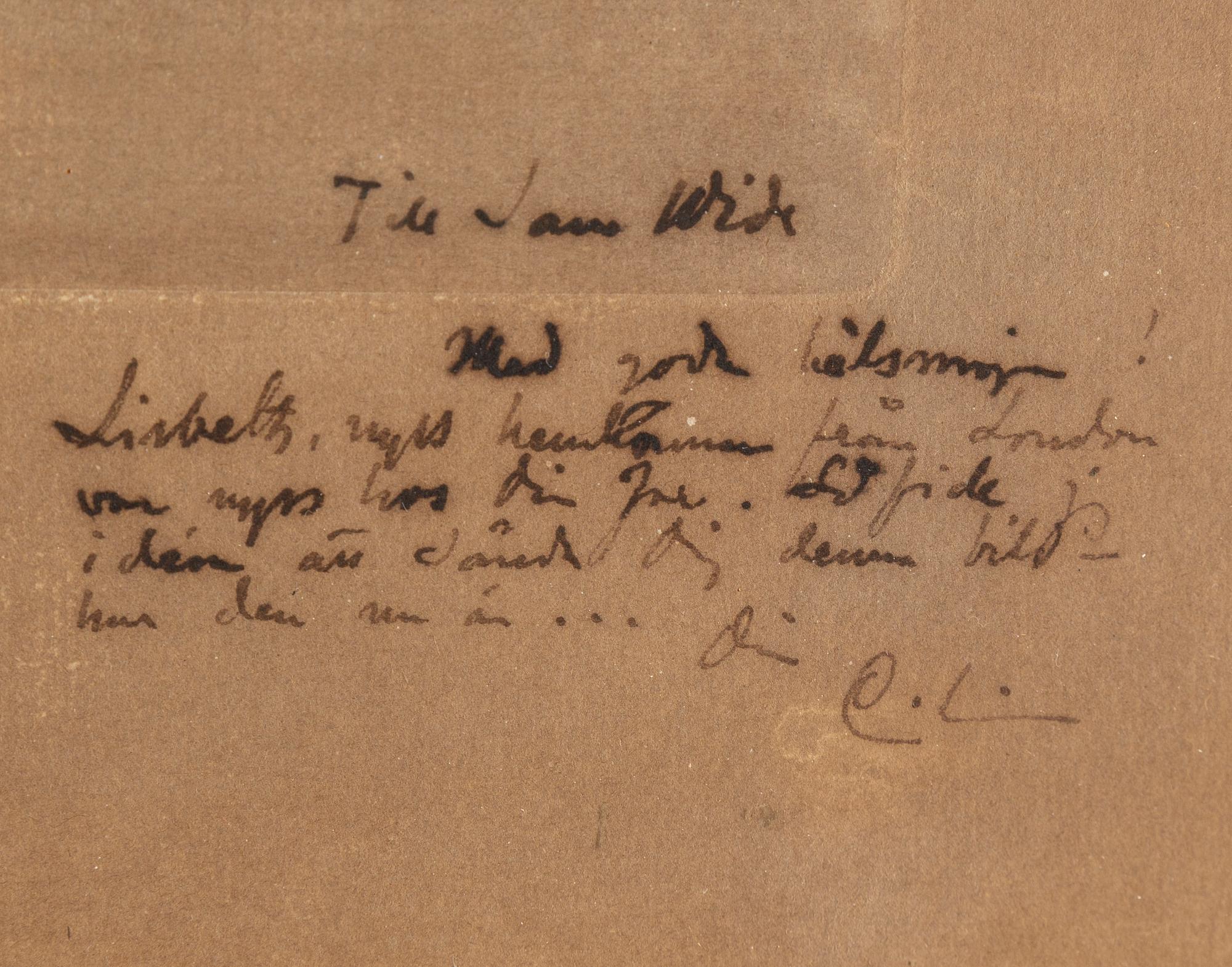 CARL LARSSON, etching, signed C.L. with dedication. "Dean C.F. Pettersson". State 1. Executed 1908.