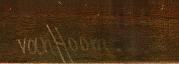 LUDWIG HERMANN VAN HOOM, olja på pannå, sign.