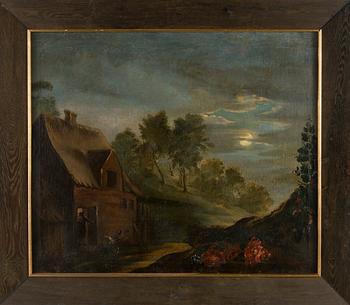 Unknown artist, Dutch school, 18th - 19th century, Courtyard View in Moonlight.