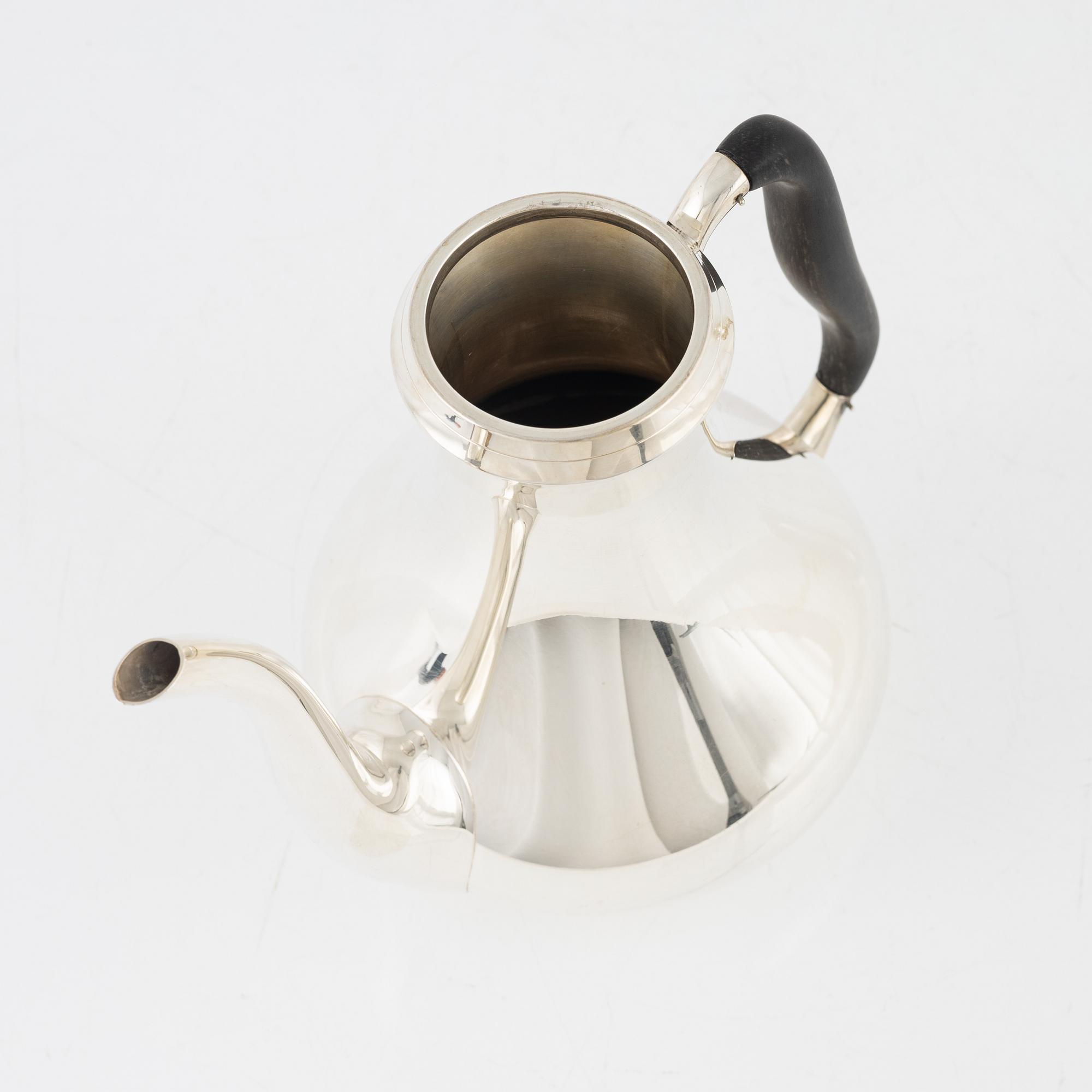 Svend Toxvaerd, kaffeservis, tre delar, sterlingsilver, Danmark, omkring 1900-talets mitt.
