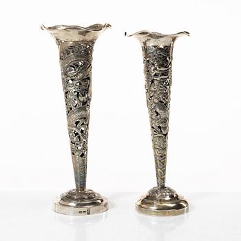 Two Chinese silver vases, circa 1900.