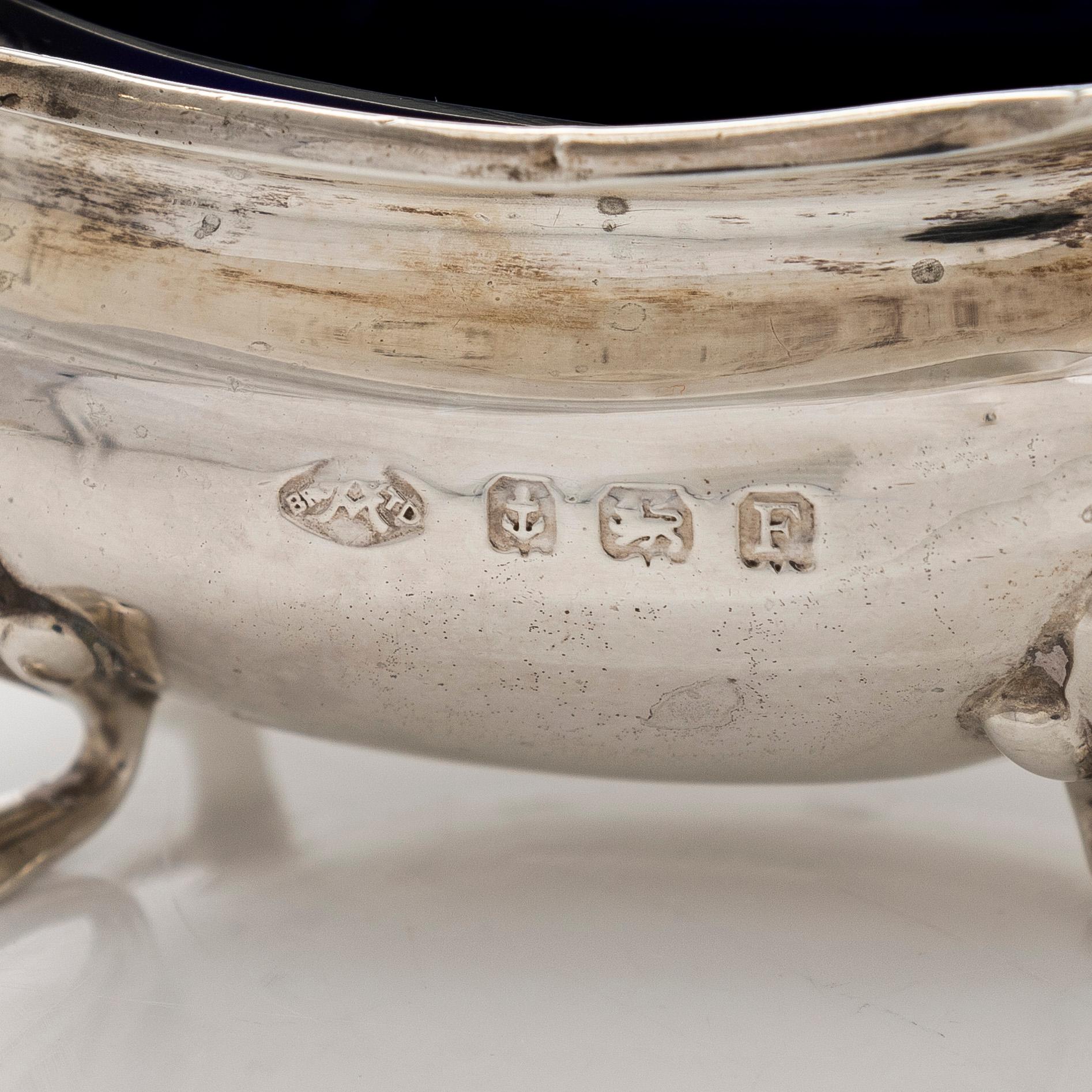 Kryddset, 3 dlr, sterlingsilver, Sheffield och Birmingham, England 1920-30-tal. samt försilvrat fat.