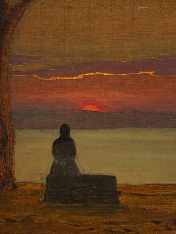 Pelle Swedlund, Sunset with seated woman.