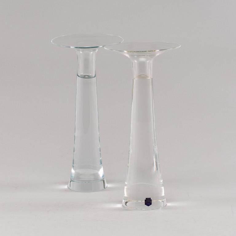 A PAIR OF CENEDESE GLASS CANDLESTICKS, later part of the 20th century.