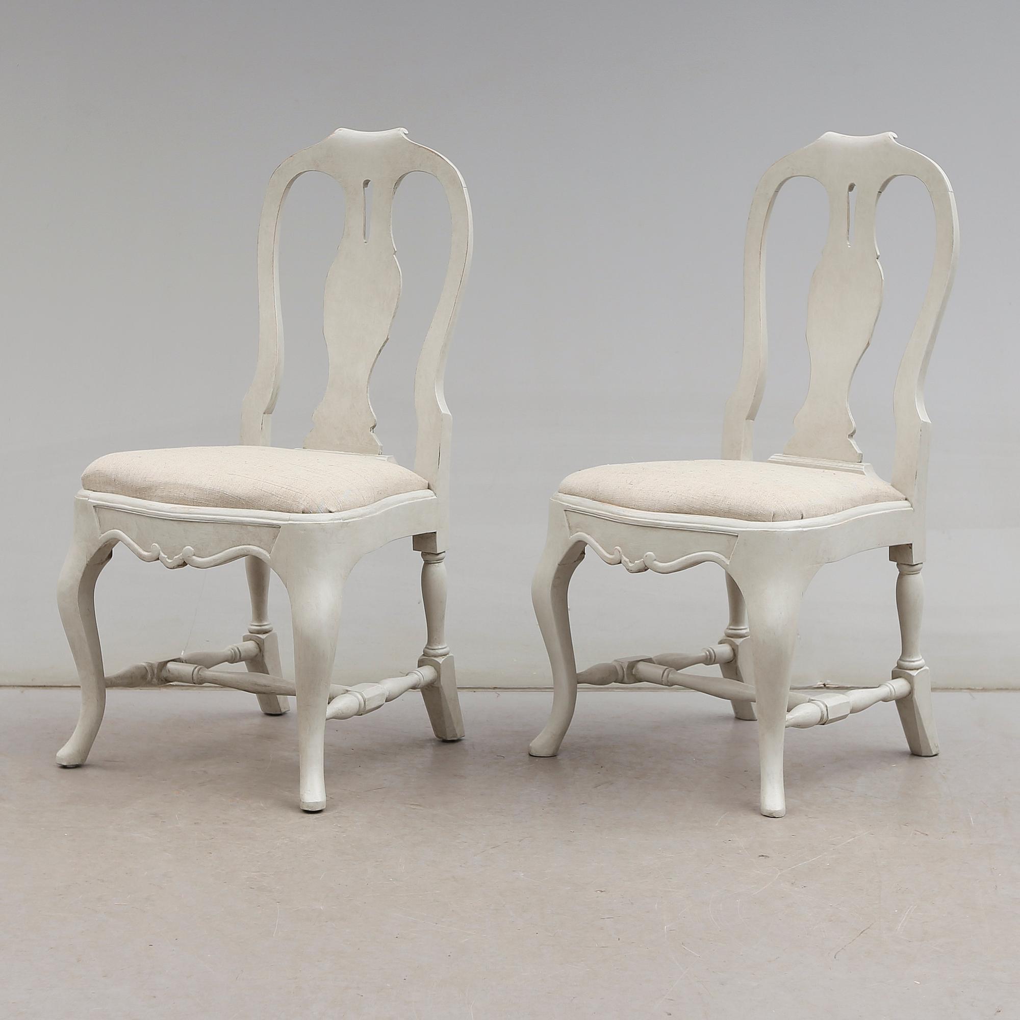 STOLAR 6 st och KARMSTOLAR 2 st, rokokostil, 1900-talets första hälft.