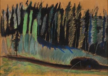 Lage Lindell, pastel, signed LL.