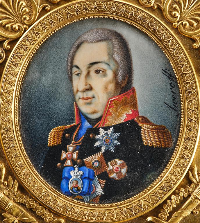 Okänd konstnär, Ryssland, 1800-tal. "Michail Ilarinowitsch Golenischtschew, furst Kutusow-Smolenskij" (1745-1813).