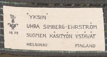 Uhra-Beata Simberg-ehrström, Finnish rug/rya rug for the Friends of Finnish Handicraft. Circa 140x114 cm.