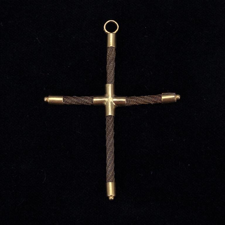 HÄNGE, guld 18K, hår, Mikael Reinhold Gummerus (1817-1825) Vasa.