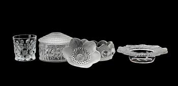 René Lalique · PARTI GLASFÖREMÅL, 5 delar, Lalique, Frankrike.