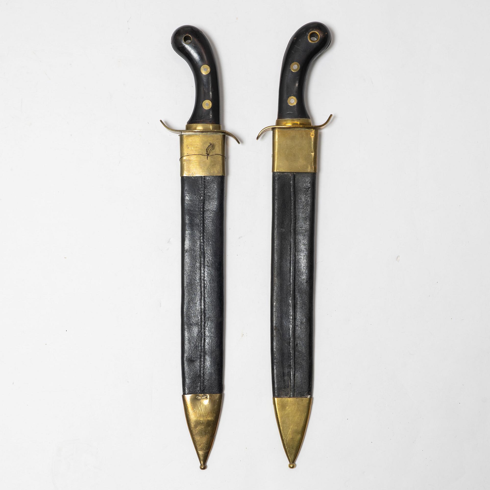 Faskinknivar 2 st, svenska m/1848 med baljor.