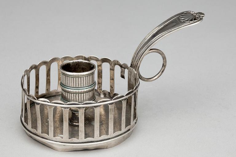 NATTLJUSSTAKE, silver, trol August Ahnström Växjö 1859. Vikt ca 122 gram.