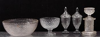 PARTI GLAS, 5 delar, empire resp empirestil, 1800-1900-tal.