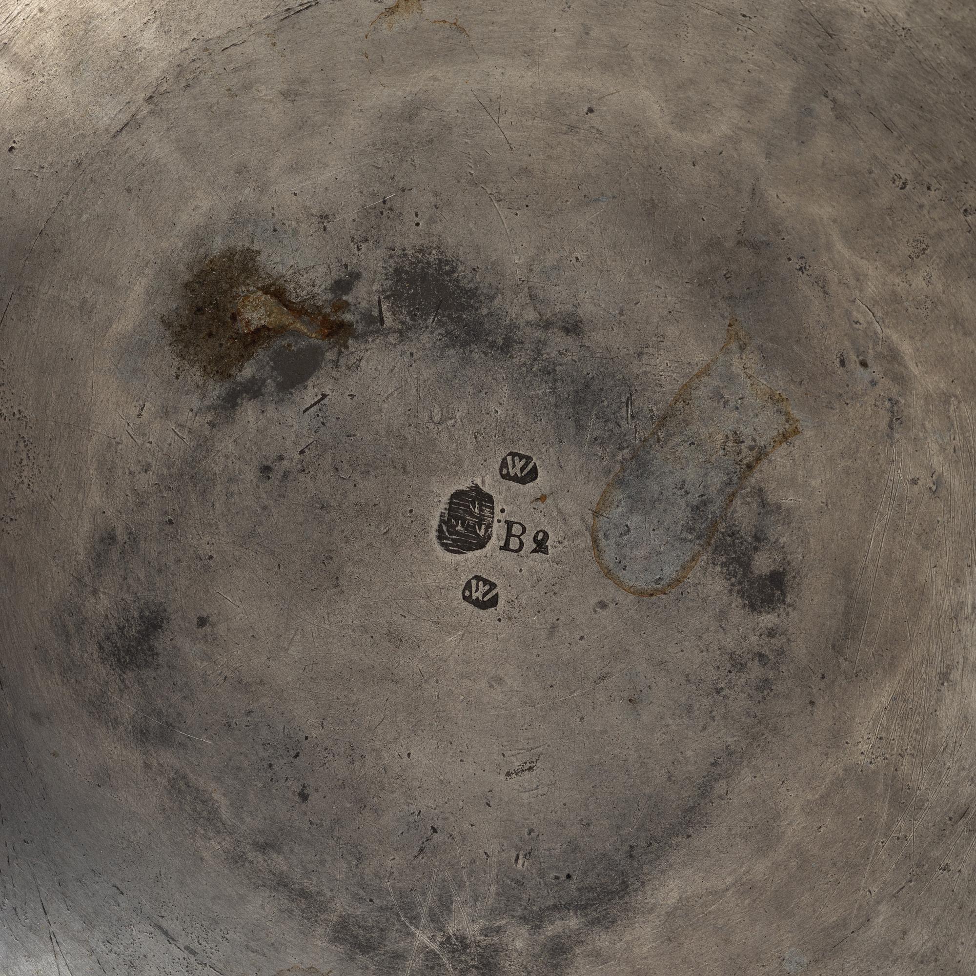 A Swedish pewter bowl, 1784.