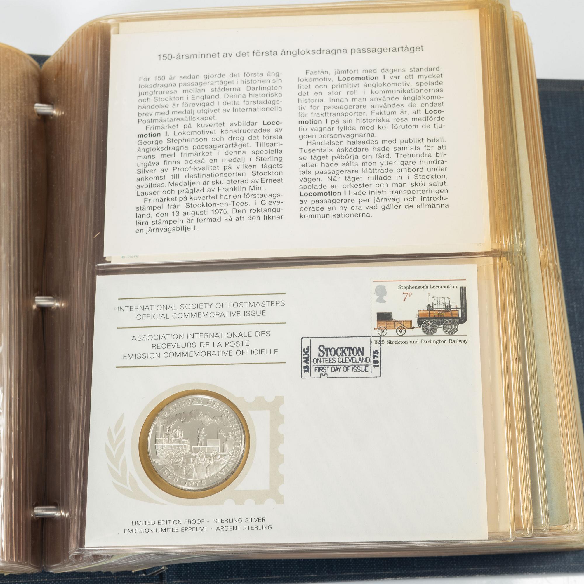 Collector's coins, 36 pcs, sterling silver, International Society of Postmasters, commemorative edition, 1975-1977.