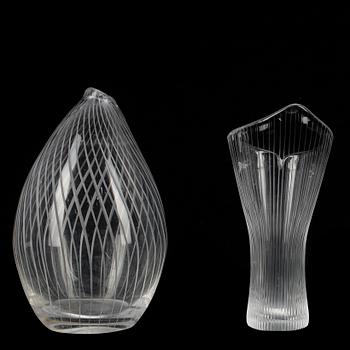 VASER, 2 st, glas, Tapio Wirkkala, Iittala, sign.