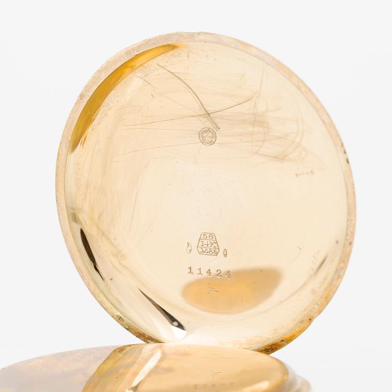 Pocket watch, hunter, 14K gold, 51 mm.