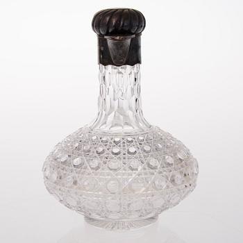 A RUSSIAN CARAFF, silver and cut glas, S:t Petersburg ca 1900, Otto Makselius.